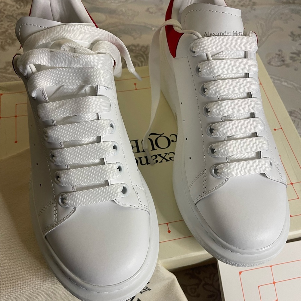 Alexander McQueen White and Red Sneakers